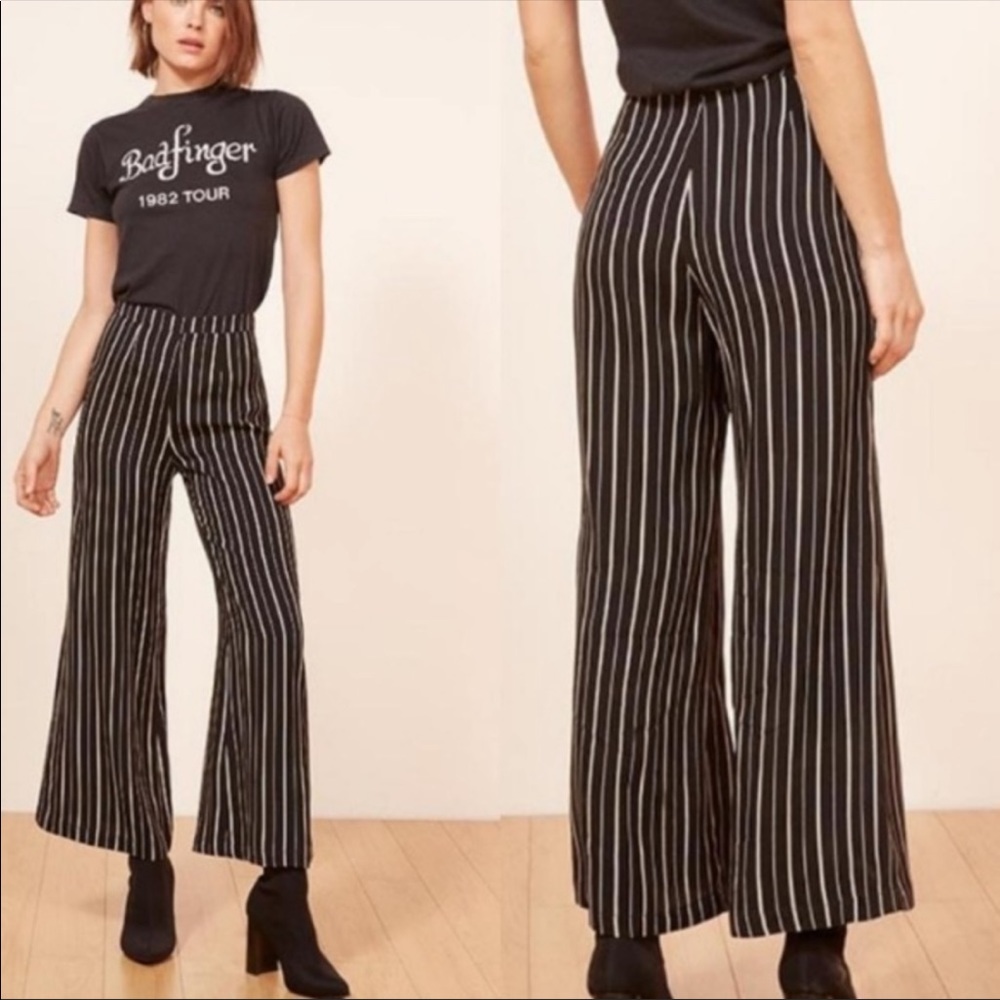 Reformation Clare Striped Wide Leg Pants 10